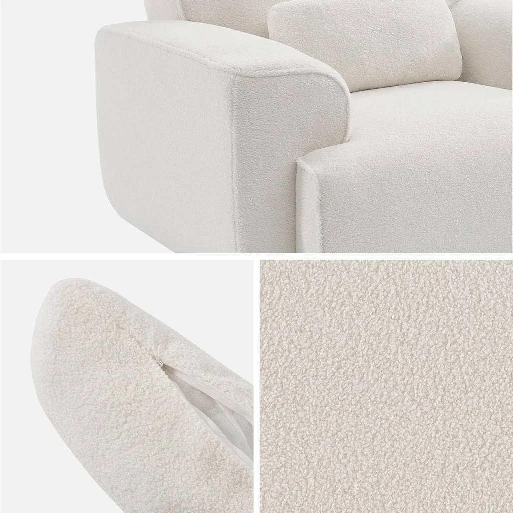 Design-Sessel aus Creme-Bouclé-Stoff - Kollektion Wallas