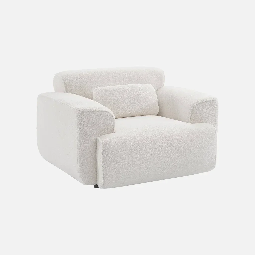 Design-Sessel aus Creme-Bouclé-Stoff - Kollektion Wallas