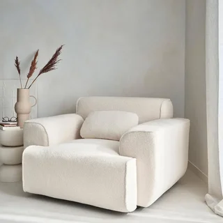 Design-Sessel aus Creme-Bouclé-Stoff - Kollektion Wallas