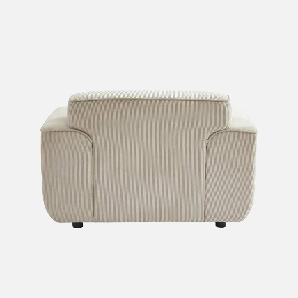 Fauteuil velours côtelé 1 place gris design minimaliste salon