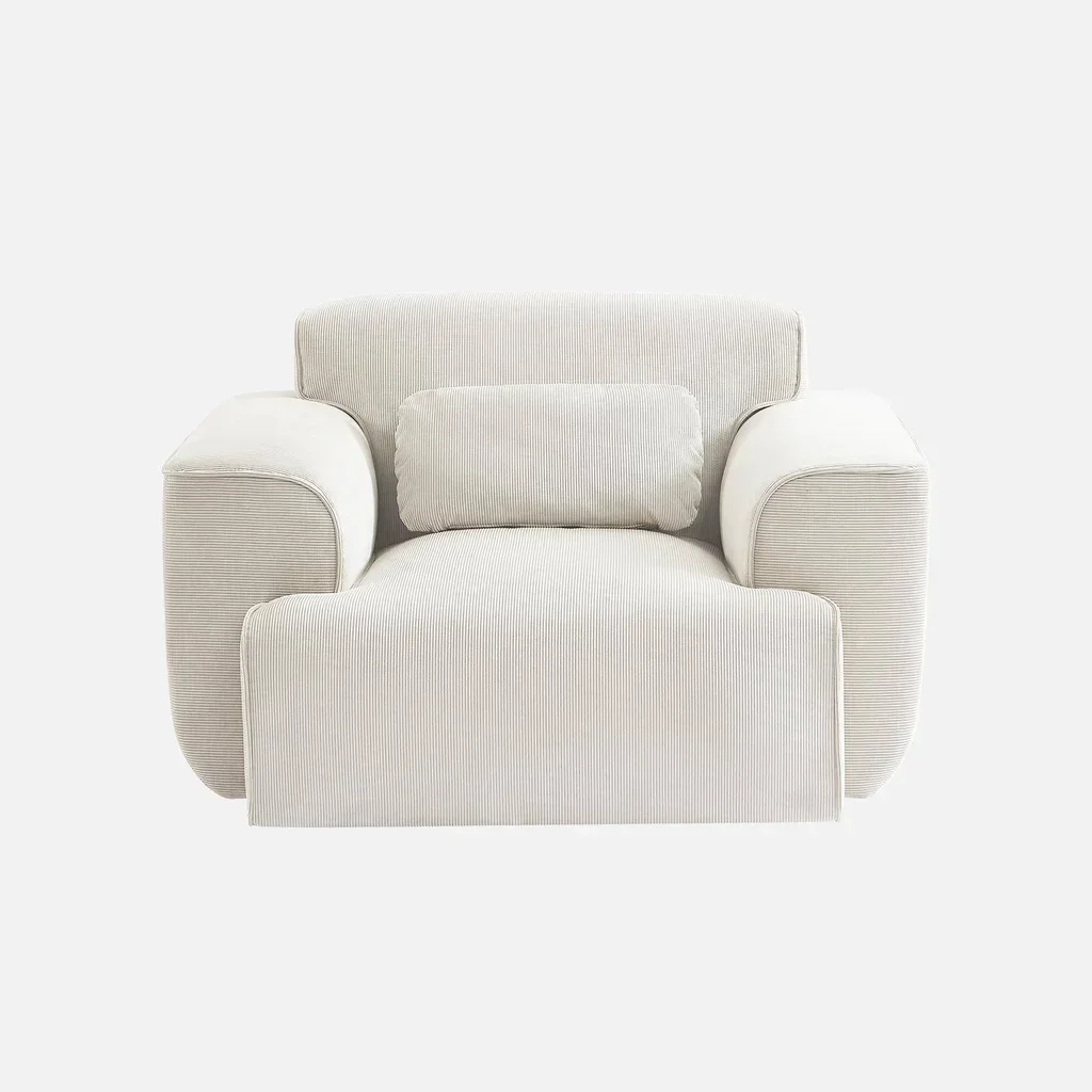 Fauteuil velours côtelé 1 place gris Collection Wallas design contemporain