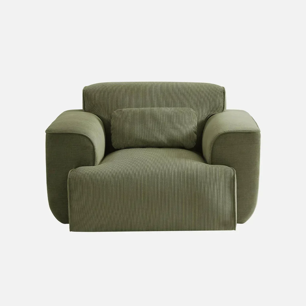 Fauteuil velours côtelé 1 place Wallas – confort élégant et design minimaliste