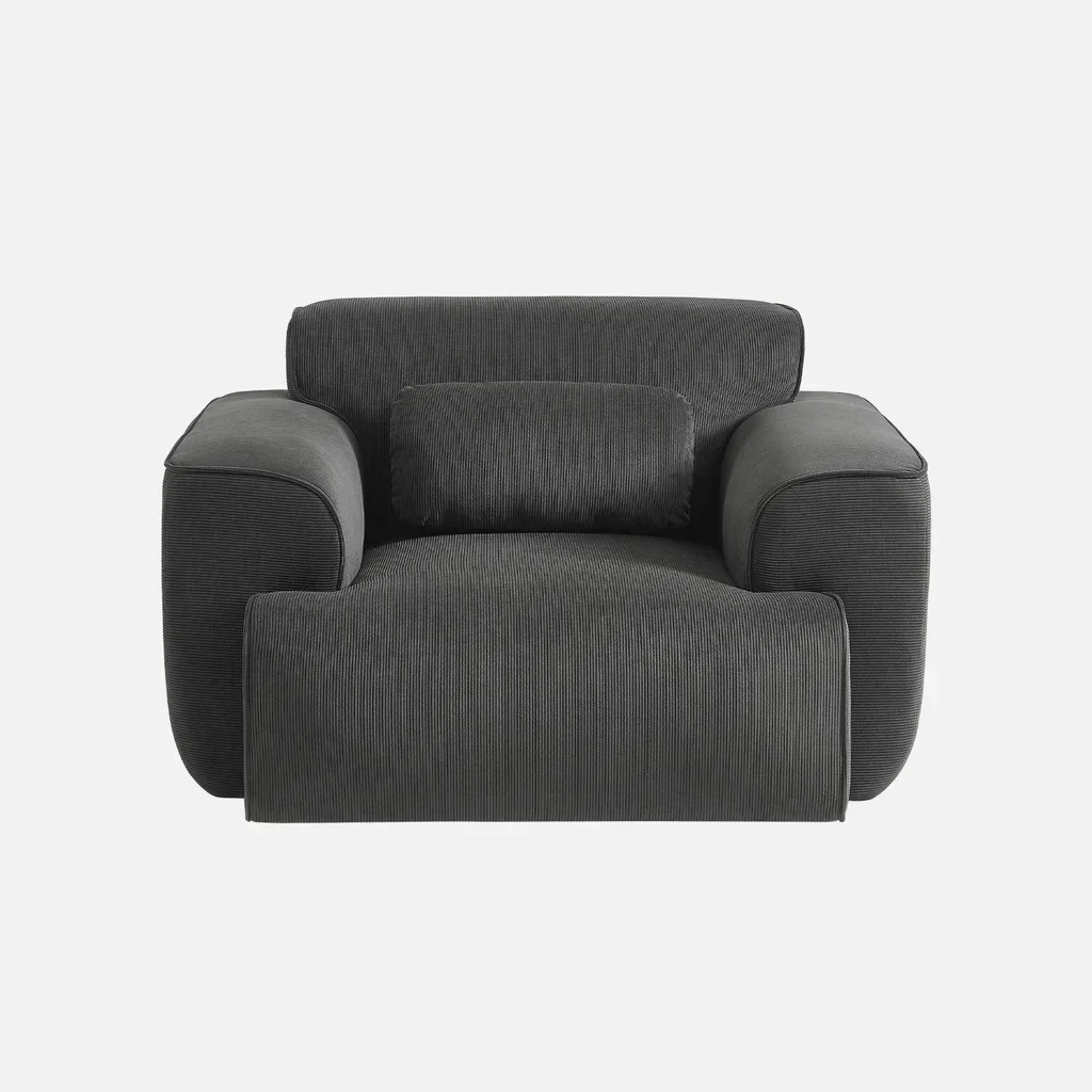 Fauteuil velours côtelé 1 place Wallas - Design minimaliste et confort profond
