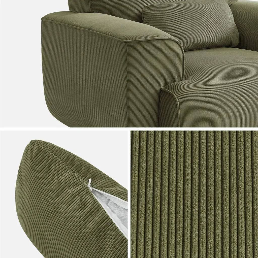 Fauteuil velours côtelé 1 place Wallas – confort élégant et design minimaliste