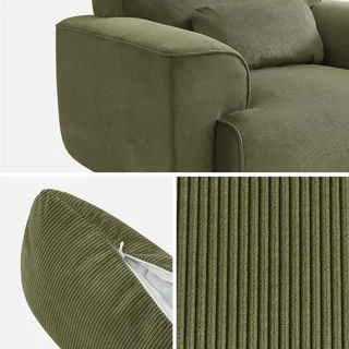 Fauteuil velours côtelé 1 place Wallas – confort élégant et design minimaliste