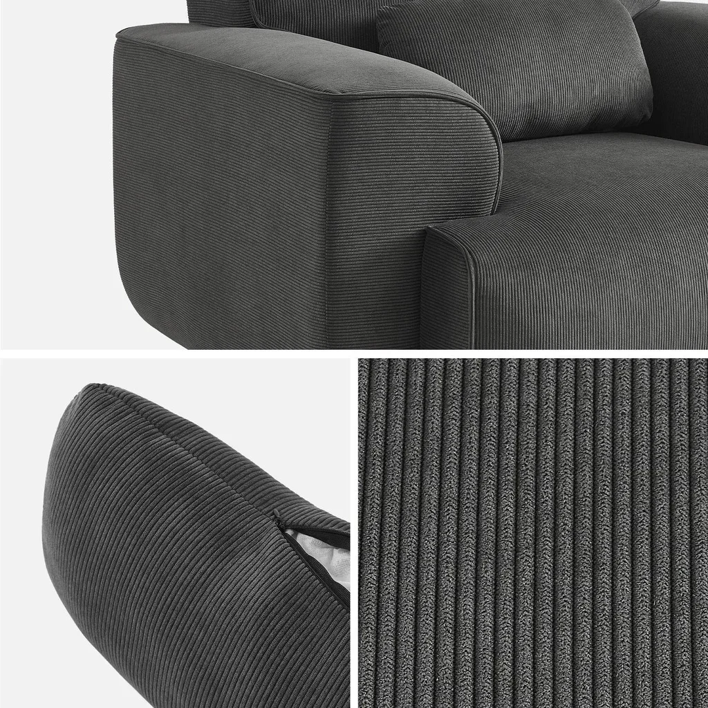 Fauteuil velours côtelé 1 place Wallas - Design minimaliste et confort profond