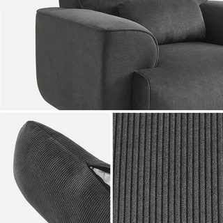 Fauteuil velours côtelé 1 place Wallas - Design minimaliste et confort profond