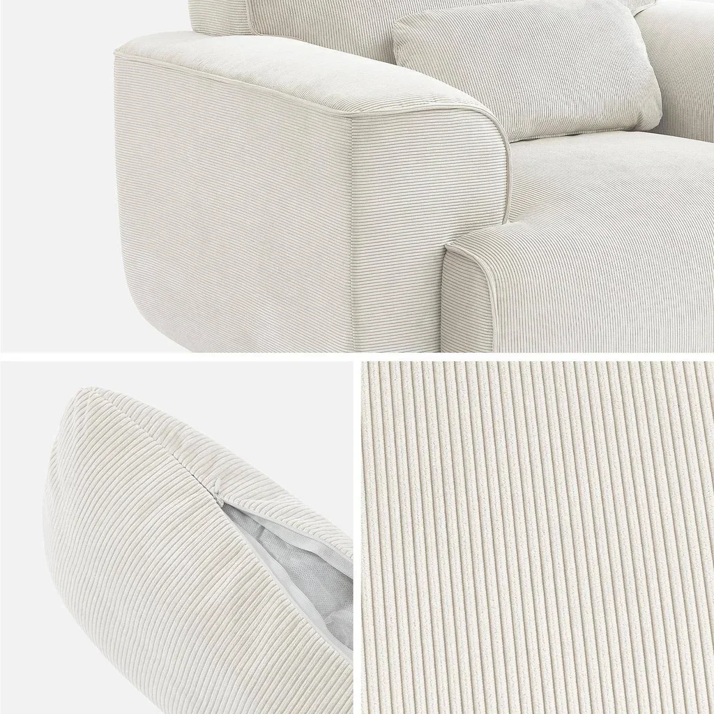 Fauteuil velours côtelé 1 place gris Collection Wallas design contemporain