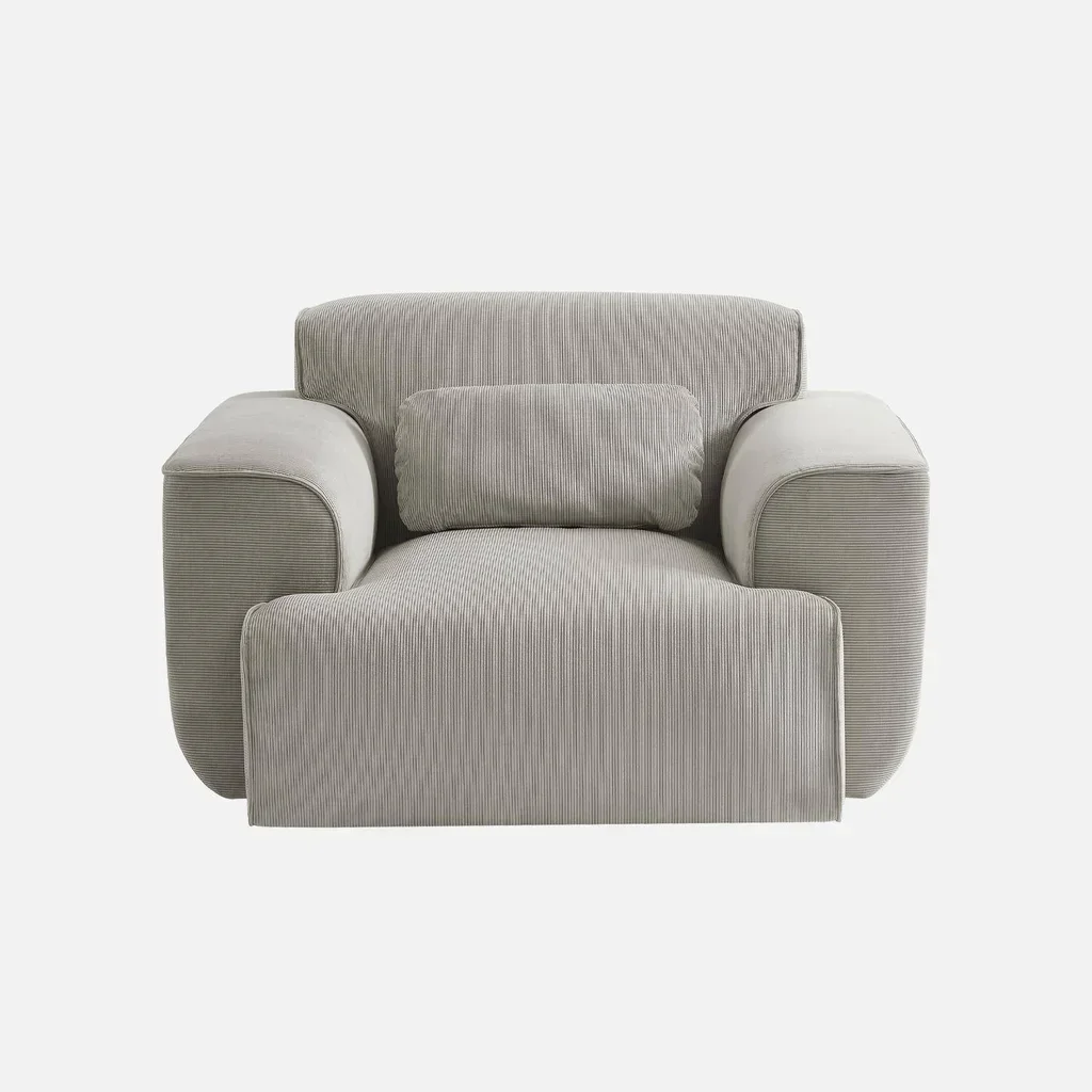 Fauteuil velours côtelé beige 1 place design contemporain Wallas