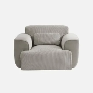 Fauteuil velours côtelé beige 1 place design contemporain Wallas