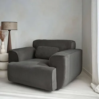 Fauteuil velours côtelé 1 place Wallas - Design minimaliste et confort profond