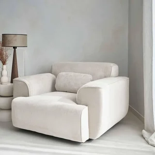 Fauteuil velours côtelé 1 place gris Collection Wallas design contemporain