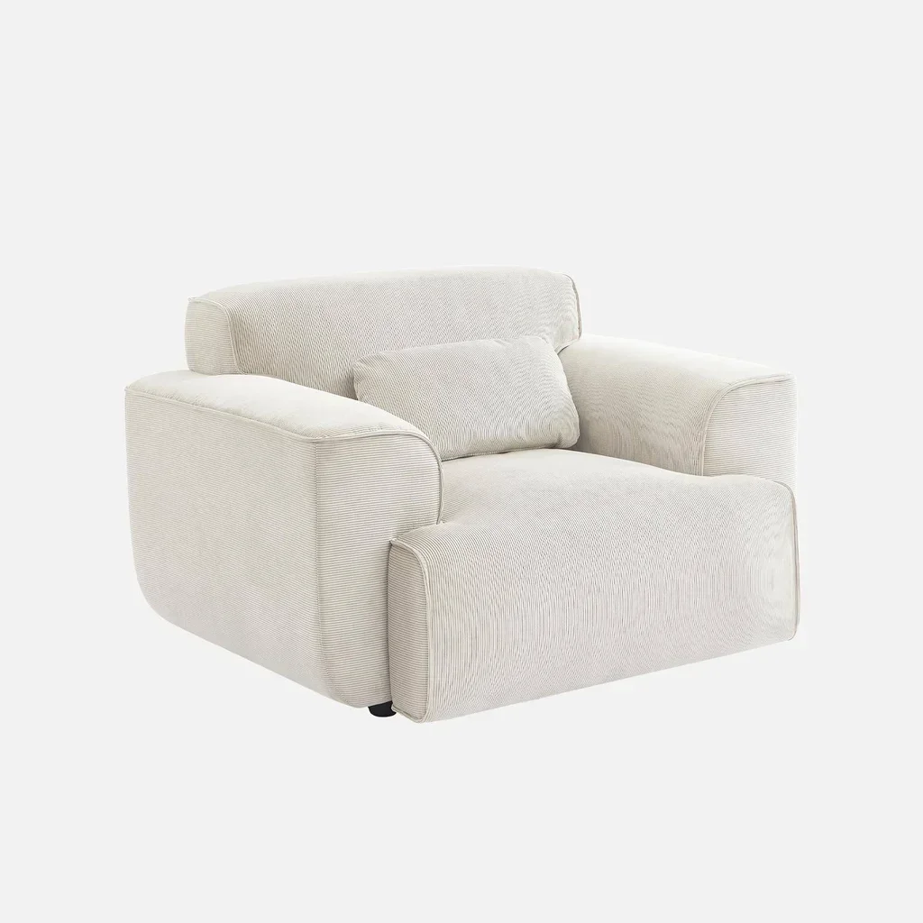 Fauteuil velours côtelé 1 place gris Collection Wallas design contemporain