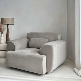 Fauteuil velours côtelé beige 1 place design contemporain Wallas