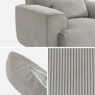 Fauteuil velours côtelé beige 1 place design contemporain Wallas