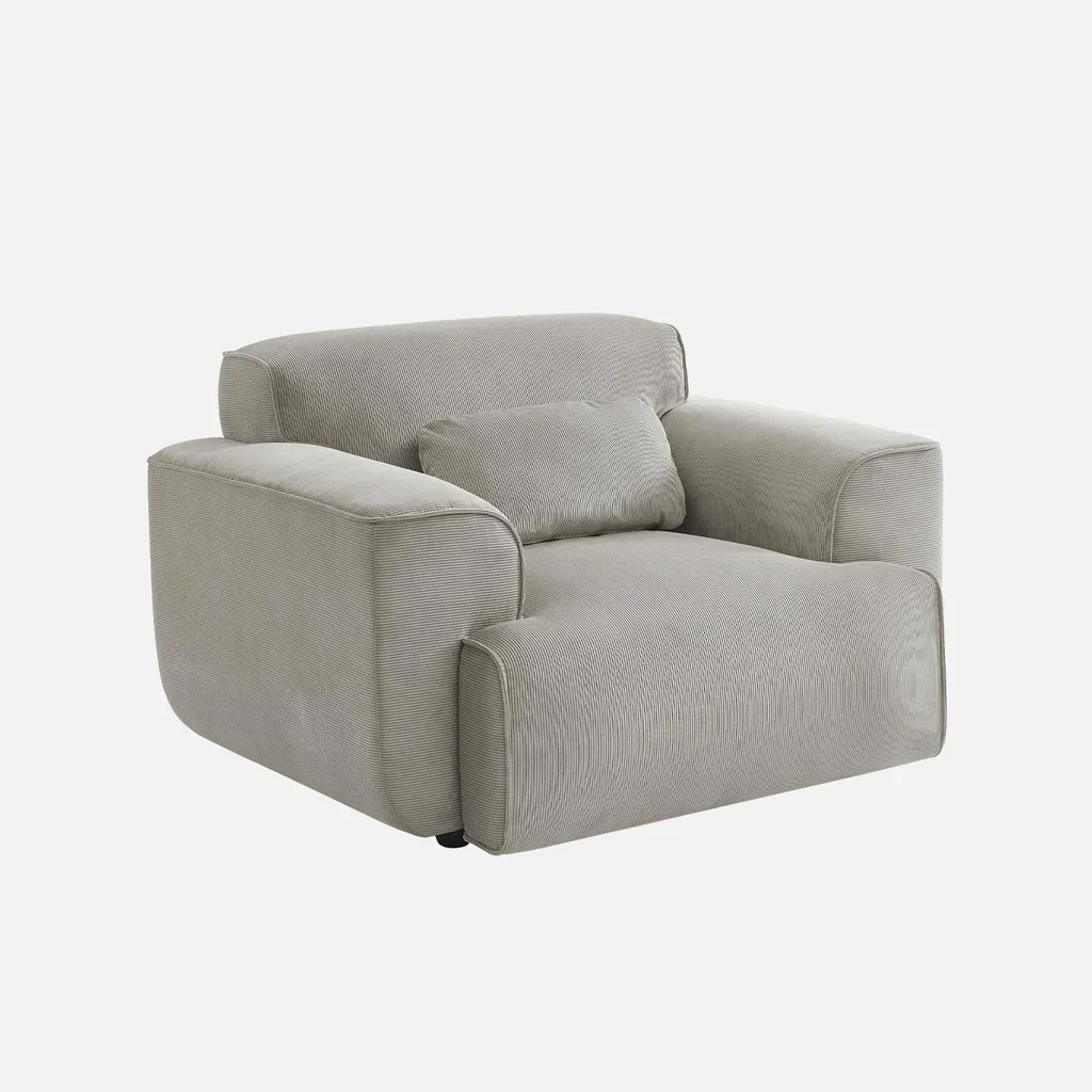 Fauteuil velours côtelé beige 1 place design contemporain Wallas