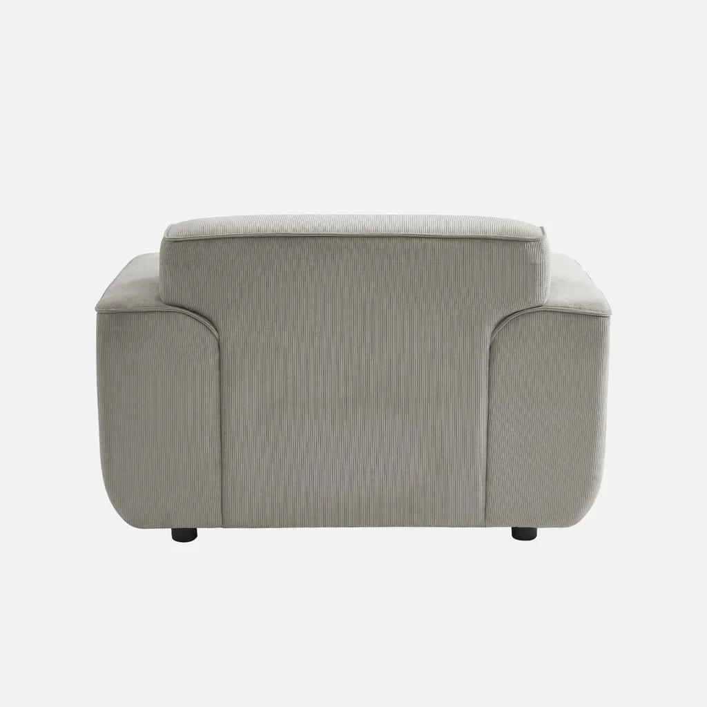 Fauteuil velours côtelé beige 1 place design contemporain Wallas
