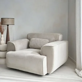 Fauteuil velours côtelé 1 place gris design minimaliste salon