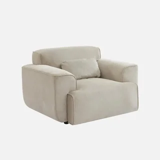 Fauteuil velours côtelé 1 place gris design minimaliste salon