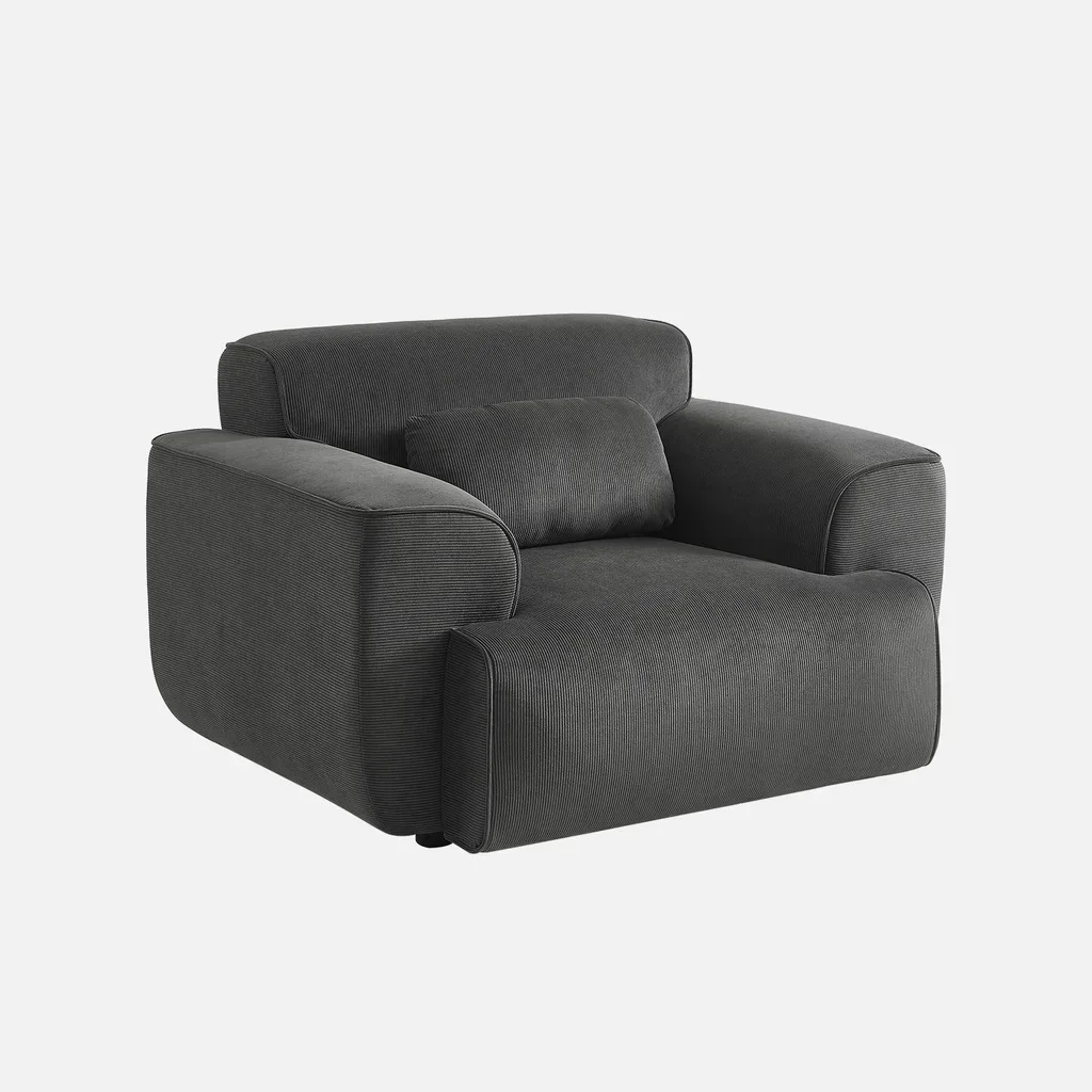 Fauteuil velours côtelé 1 place Wallas - Design minimaliste et confort profond