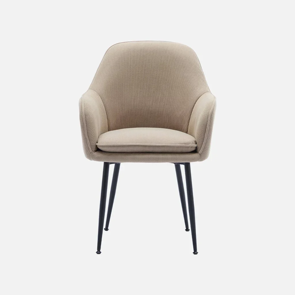 Fauteuil velours côtelé vintage structure métallique noir mat confortable Shella