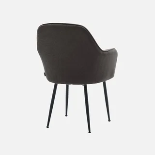 Fauteuil vintage velours côtelé Shella pieds métal noir mat confort