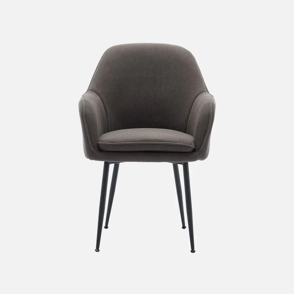 Fauteuil vintage velours côtelé Shella pieds métal noir mat confort