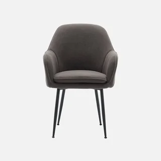 Fauteuil vintage velours côtelé Shella pieds métal noir mat confort