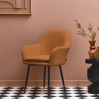 Fauteuil velours côtelé vintage Shella structure métallique noir mat
