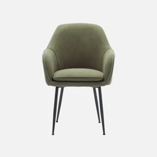 Fauteuil velours côtelé vintage Shella pieds métal noir