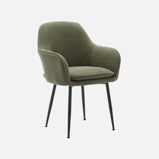 Fauteuil velours côtelé vintage Shella pieds métal noir