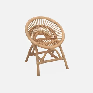 Fauteuil vintage rotin naturel enfant chambre bohème