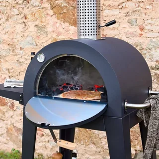 Four à pizza extérieur charbon Giulia avec pierre réfractaire et cheminée