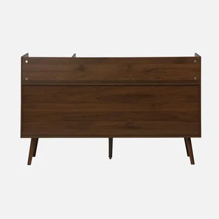 Meuble rangement vinyle rétro bois foncé 130 cm style vintage Népal