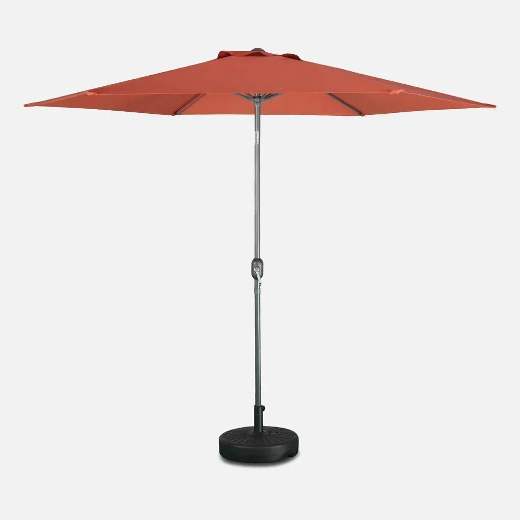 Grand parasol rond 3m mât central orientable aluminium polyester UV