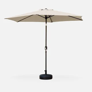 Grand parasol rond 3m mât central orientable aluminium toile UV 180g