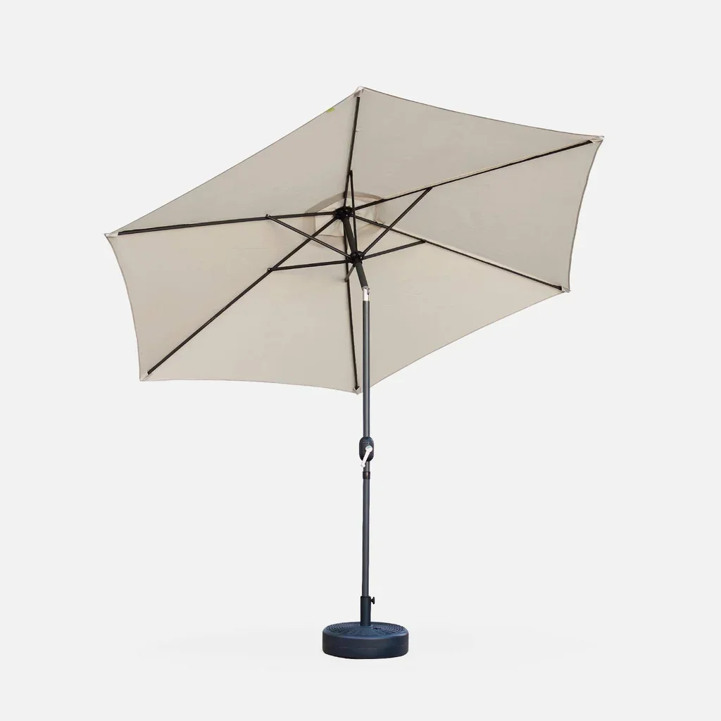 Grand parasol rond 3m mât central orientable aluminium toile UV 180g