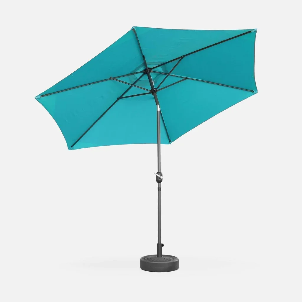 Parasol rond 3m mât central orientable aluminium polyester UV