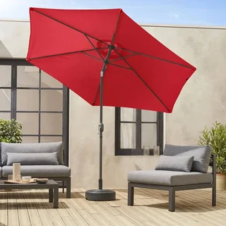 Grand parasol circulaire 3m mât central orientable aluminium polyester UV