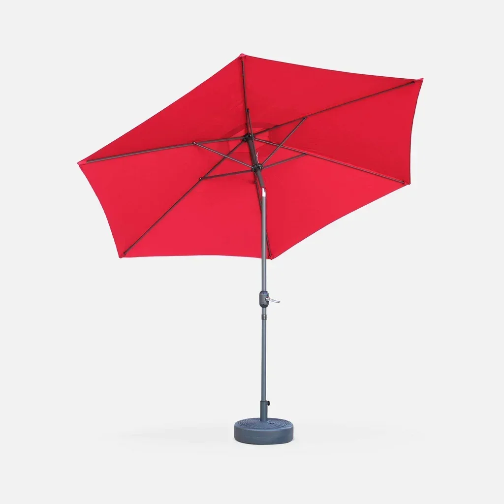 Grand parasol circulaire 3m mât central orientable aluminium polyester UV