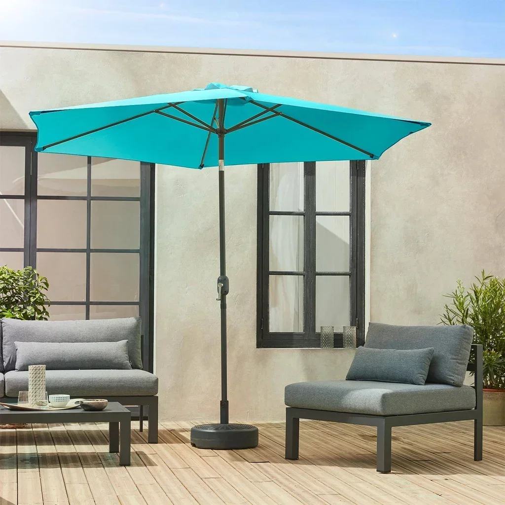 Parasol rond 3m mât central orientable aluminium polyester UV