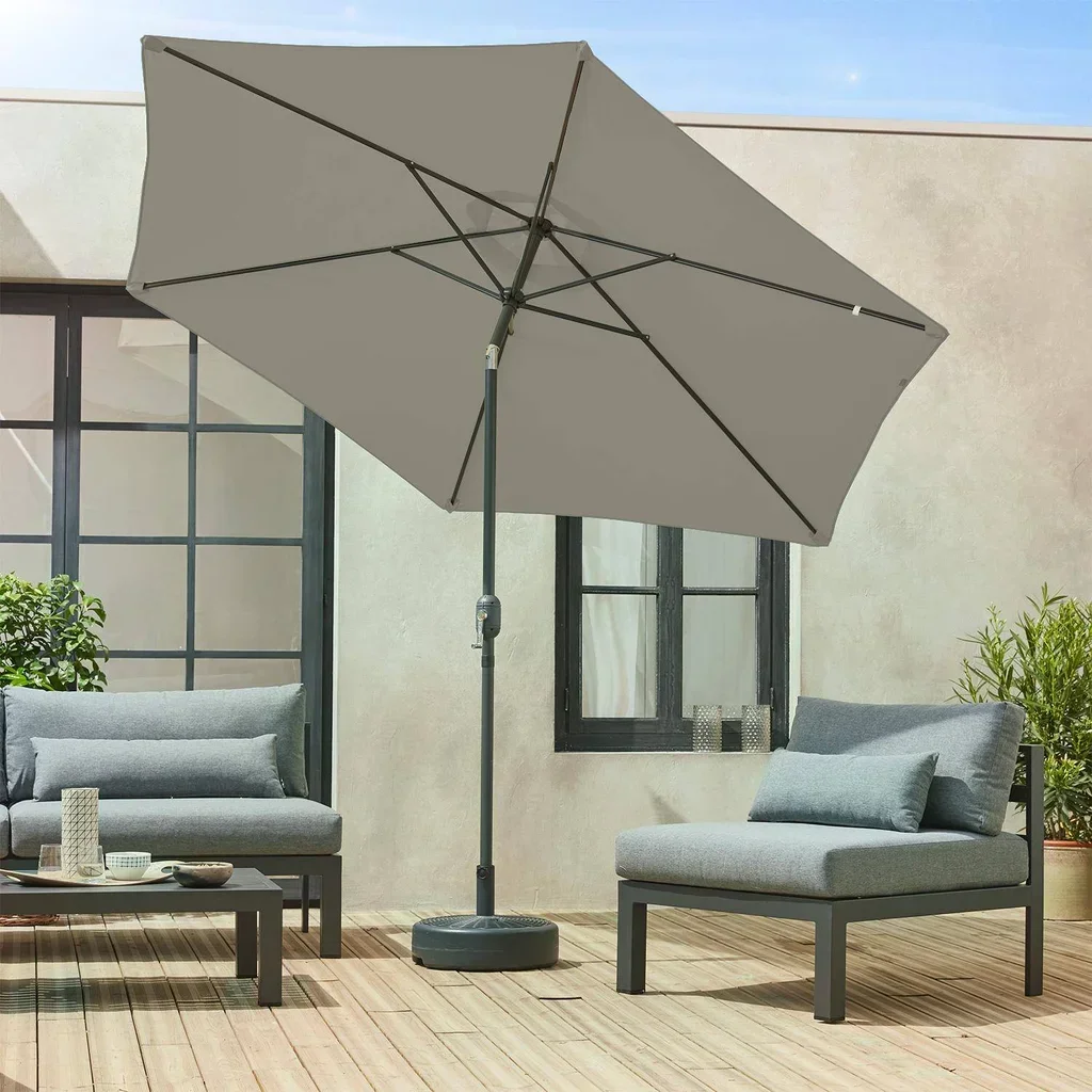 Grand parasol circulaire 3m mât central orientable aluminium UV
