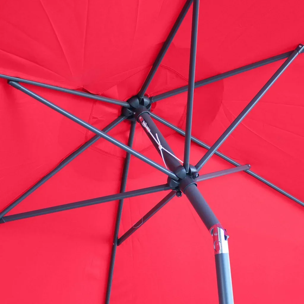 Grand parasol circulaire 3m mât central orientable aluminium polyester UV