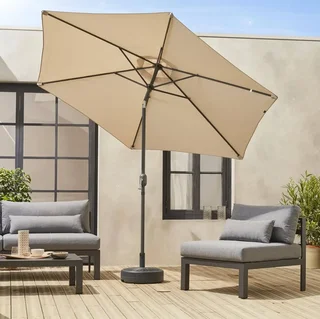 Grand parasol rond 3m mât central orientable aluminium toile UV 180g