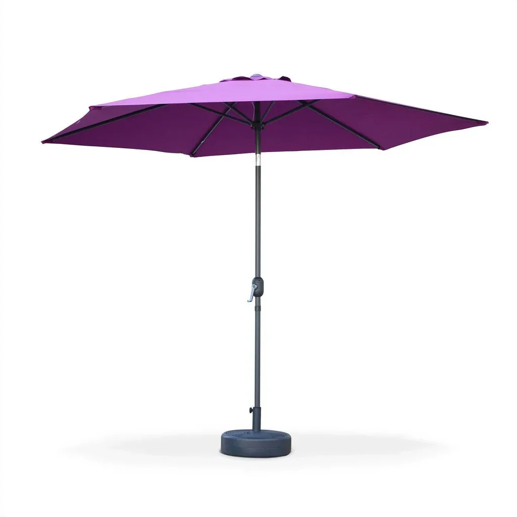 Grand parasol rond 3m mât central orientable aluminium polyester UV