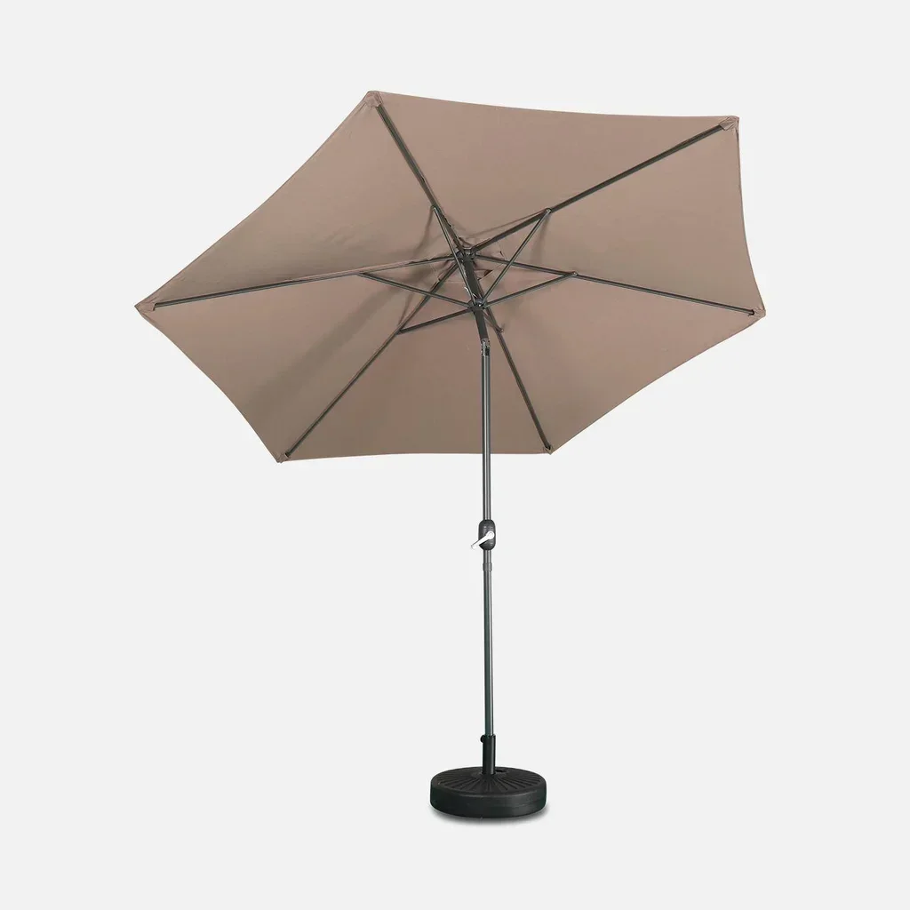 Grand parasol rond 3m mât central orientable aluminium polyester UV