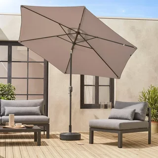 Grand parasol rond 3m mât central orientable aluminium polyester UV