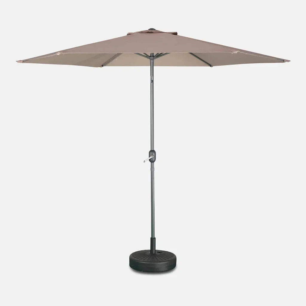 Grand parasol rond 3m mât central orientable aluminium polyester UV