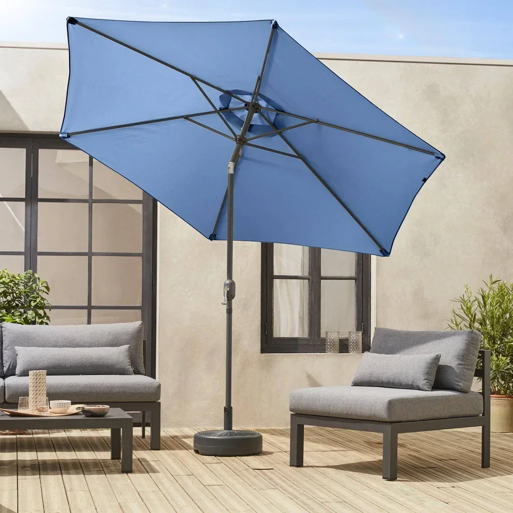 Grand parasol circulaire 3m mât central orientable aluminium 38mm