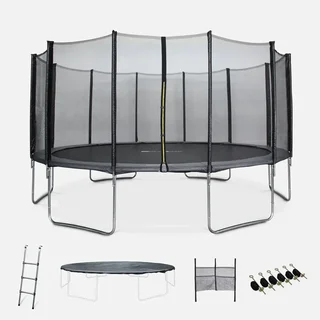 Grand trampoline 490 cm Jupiter XXL avec filet de sécurité et accessoires complets pour toute la famille
